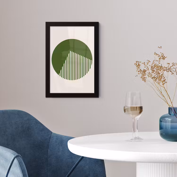 Cirkel - Strepen - Geometrisch - Abstract - Groen fotolijst zwart zonder passe partout klein -sfeer4