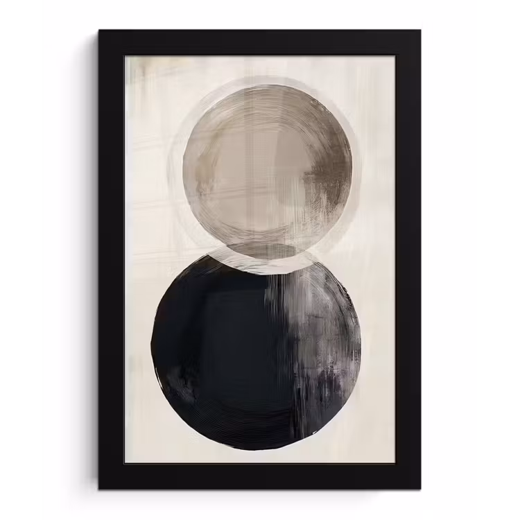 Cirkels - Vorm - Beige - Abstract fotolijst zwart zonder passe partout klein -3d