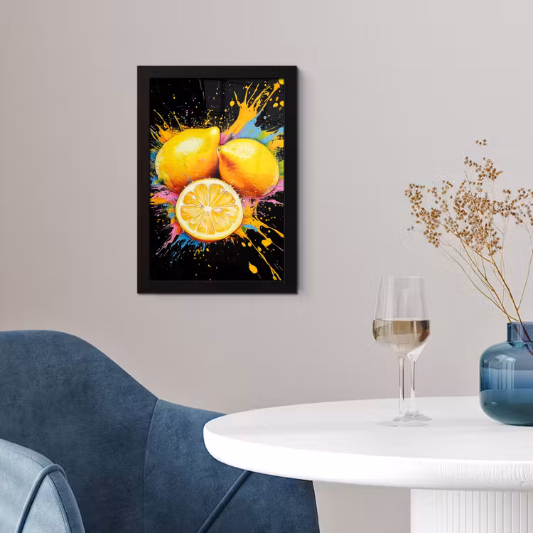 Citroen - Graffiti - Kleurrijk - Verf - Modern fotolijst zwart zonder passe partout klein -sfeer4