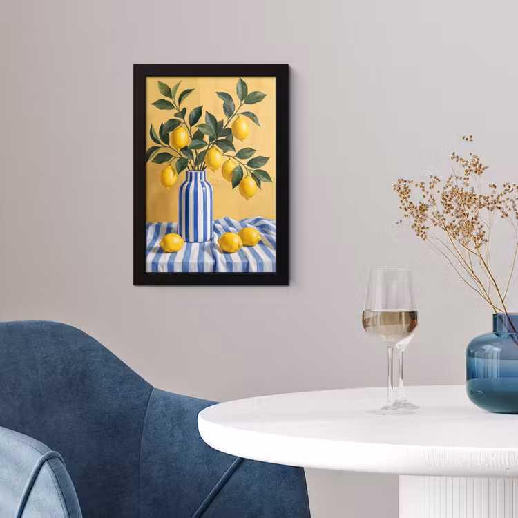 Poster met lijst - Citroen - Stilleven - Modern - Citroen - Stilleven - Modern fotolijst zwart zonder passe partout klein