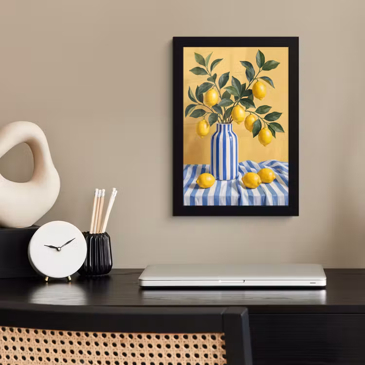Poster met lijst - Citroen - Stilleven - Modern - Citroen - Stilleven - Modern fotolijst zwart zonder passe partout klein