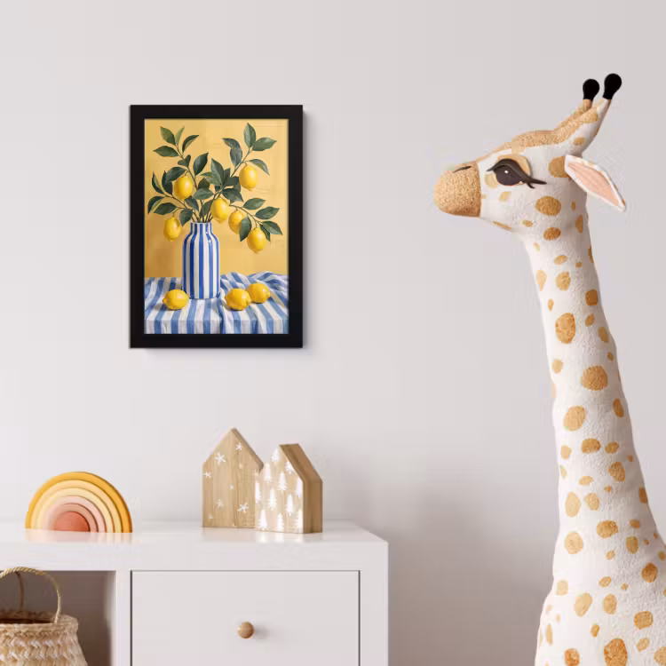 Poster met lijst - Citroen - Stilleven - Modern - Citroen - Stilleven - Modern fotolijst zwart zonder passe partout klein