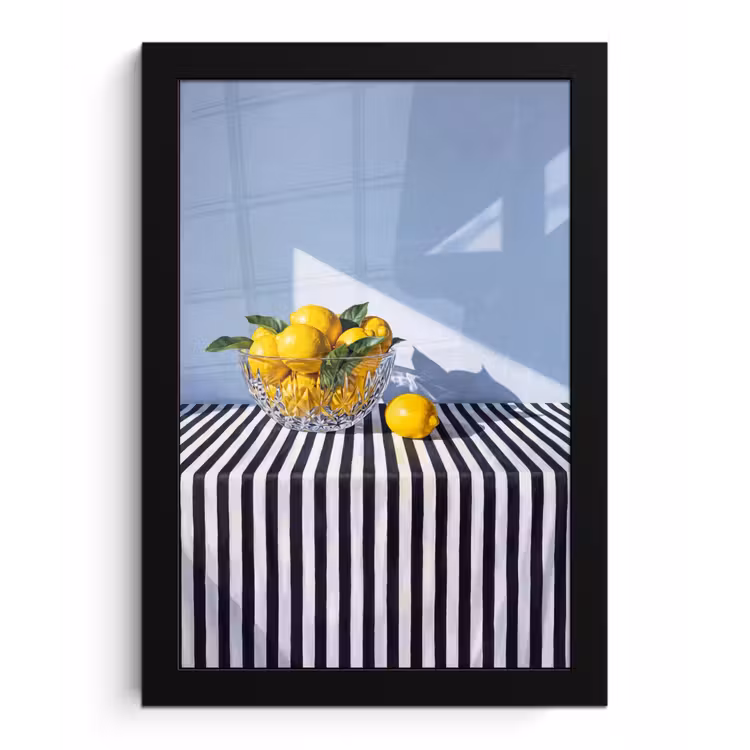 Poster met lijst - Citroenen - Fruit - Geel - Citroenen - Fruit - Geel fotolijst zwart zonder passe partout klein