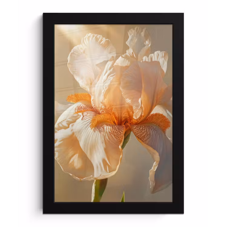 Close up - Oranje - Iris fotolijst zwart zonder passe partout klein -3d