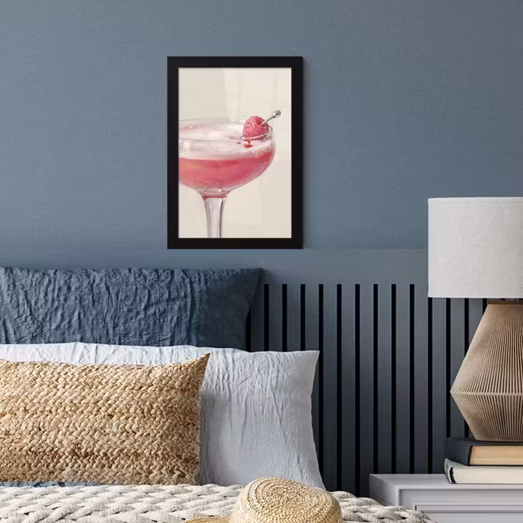 Cocktail - Framboos - Drank - Modern - Roze fotolijst zwart zonder passe partout klein -sfeer3