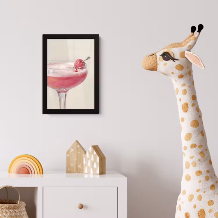 Cocktail - Framboos - Drank - Modern - Roze fotolijst zwart zonder passe partout klein -usfeer4_kinderkamer