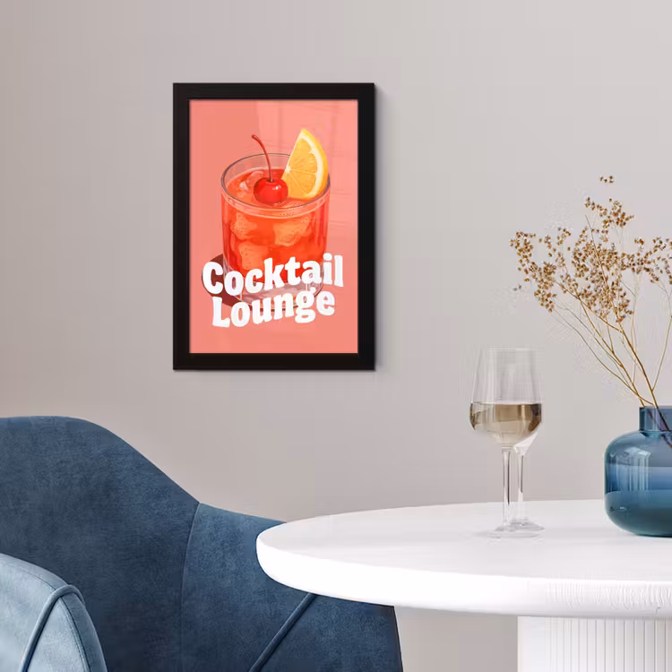Cocktail Lounge - Glas - Koraal fotolijst zwart zonder passe partout klein -sfeer4