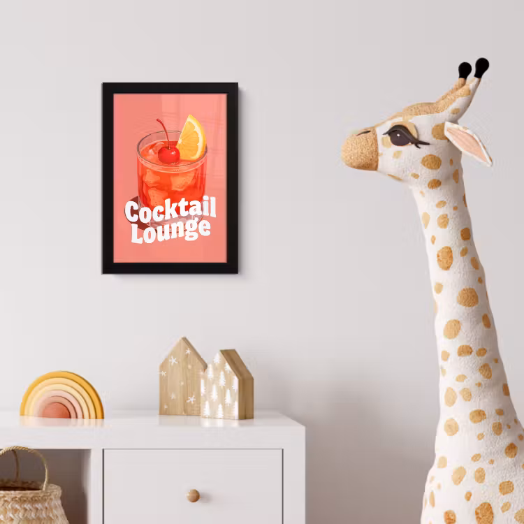 Cocktail Lounge - Glas - Koraal fotolijst zwart zonder passe partout klein -usfeer4_kinderkamer