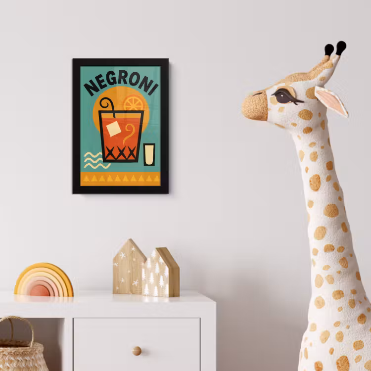 Cocktail - Negroni - Art - Sinaasappel fotolijst zwart zonder passe partout klein -usfeer4_kinderkamer