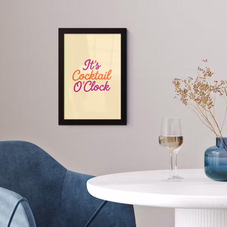 Cocktail O'Clock - Geel - Retro fotolijst zwart zonder passe partout klein -sfeer4