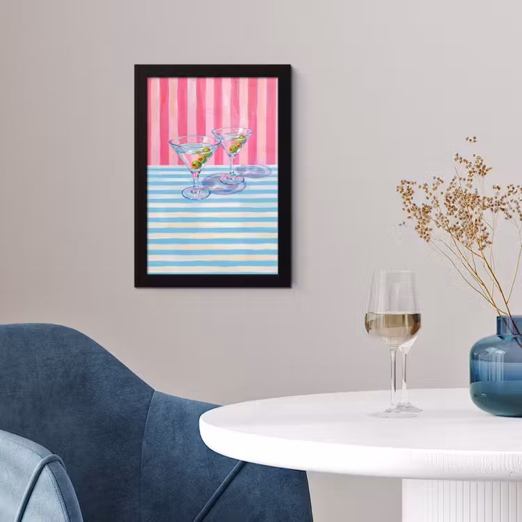 Cocktail - Olijven - Kunst - Modern - Roze fotolijst zwart zonder passe partout klein -sfeer4