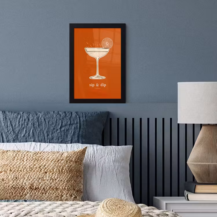 Cocktail - Oranje - Zomer - Quote fotolijst zwart zonder passe partout klein -sfeer3