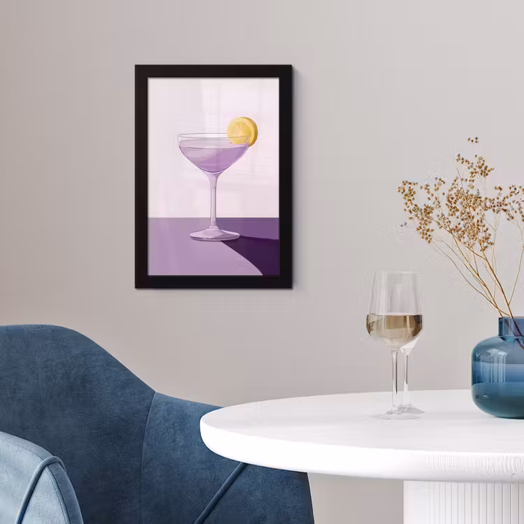 Cocktail - Paars - Minimalistisch - Citroen fotolijst zwart zonder passe partout klein -sfeer4
