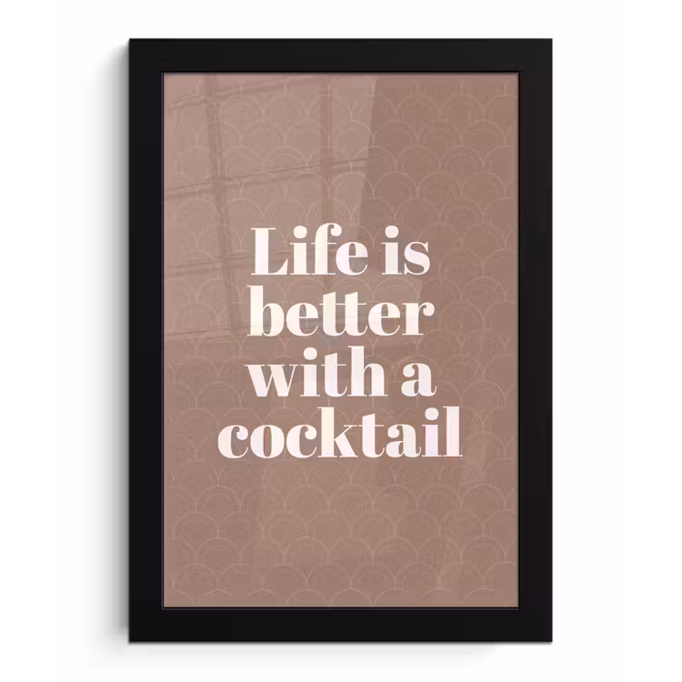 Cocktail - Tekst - Patroon - Wit fotolijst zwart zonder passe partout klein -3d