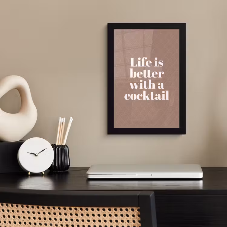 Cocktail - Tekst - Patroon - Wit fotolijst zwart zonder passe partout klein -sfeer1