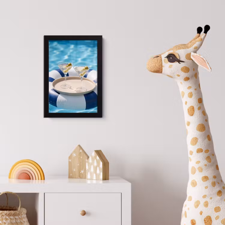 Cocktail - Zwembad - Zomer - Blauw fotolijst zwart zonder passe partout klein -usfeer4_kinderkamer