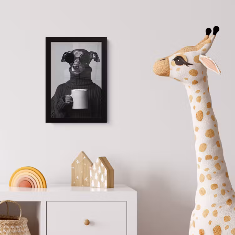 Coltrui - Hond - Bril - Mok fotolijst zwart zonder passe partout klein -usfeer4_kinderkamer