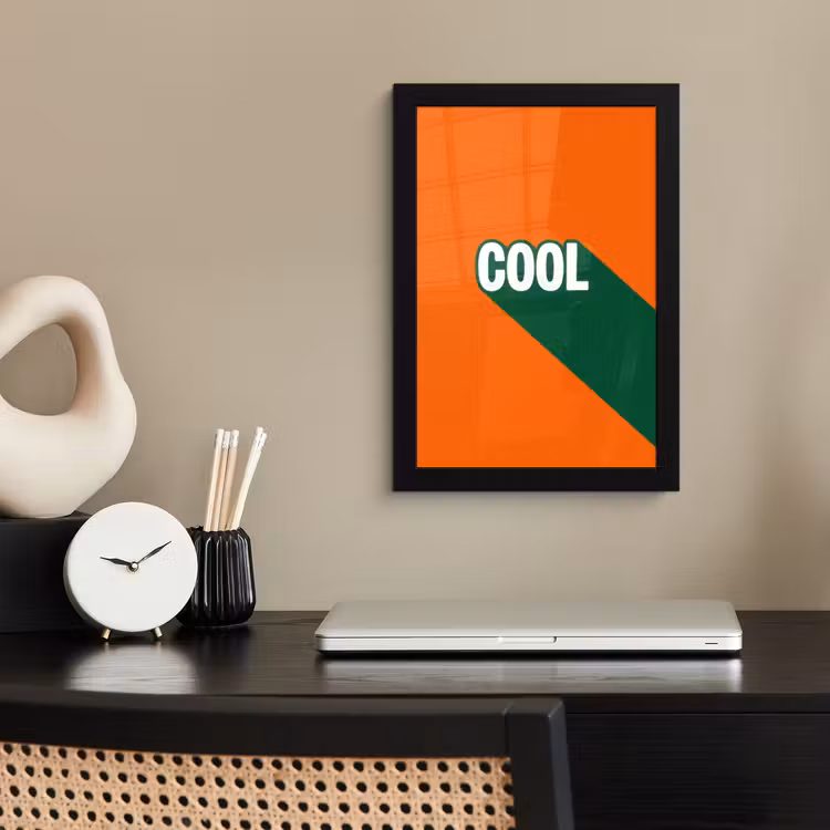 Cool - Oranje - Groen fotolijst zwart zonder passe partout klein -sfeer1