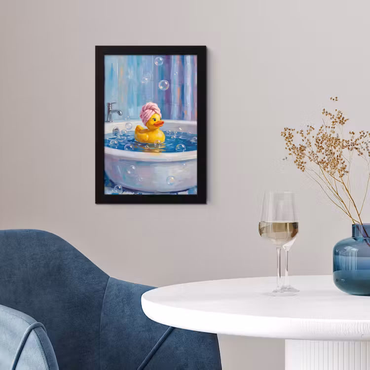 Creatief - Badeend - Kleurrijk fotolijst zwart zonder passe partout klein -sfeer4