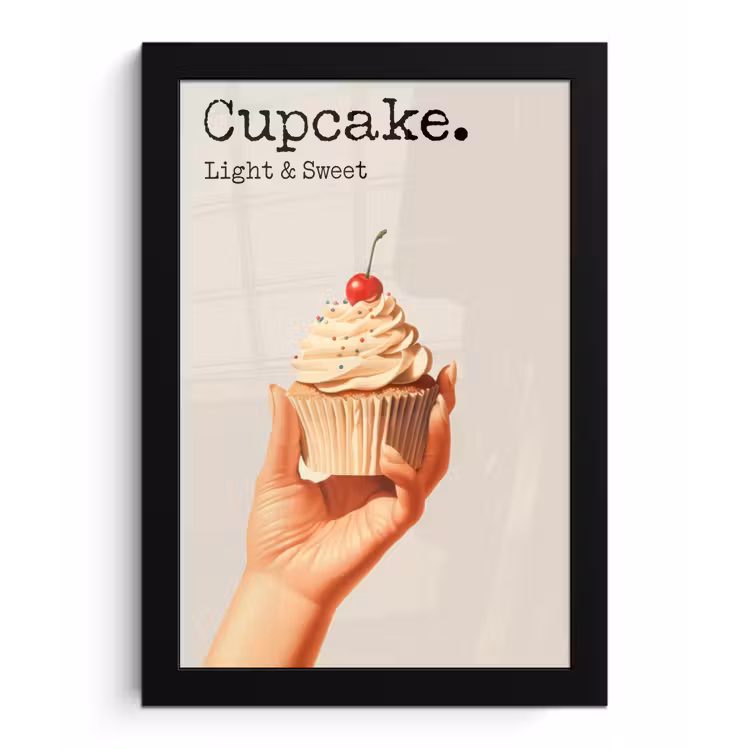 Cupcake - Zoet - Kers fotolijst zwart zonder passe partout klein -3d