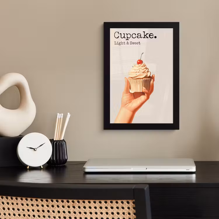 Cupcake - Zoet - Kers fotolijst zwart zonder passe partout klein -sfeer1