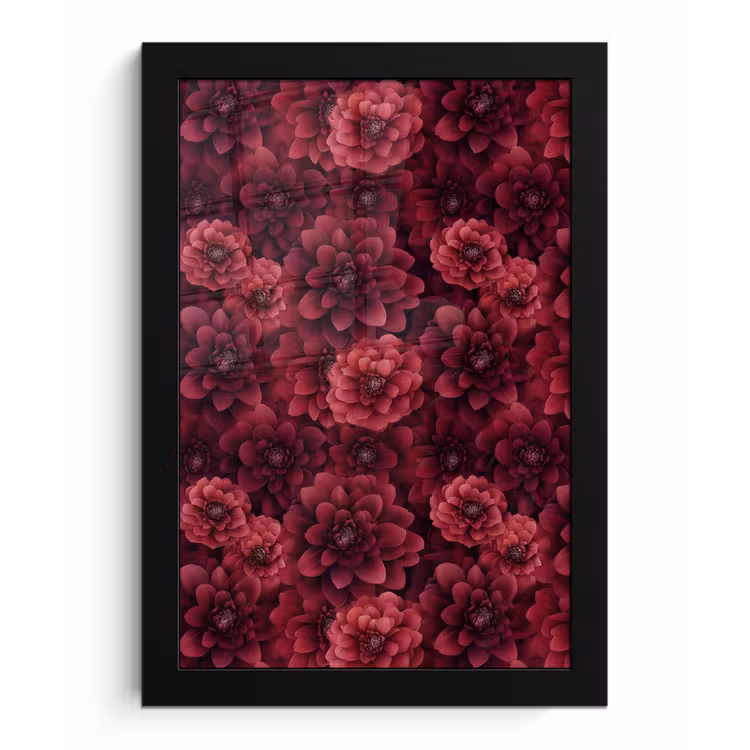 Dahlias - Bloemen - Rood fotolijst zwart zonder passe partout klein 224 -3d