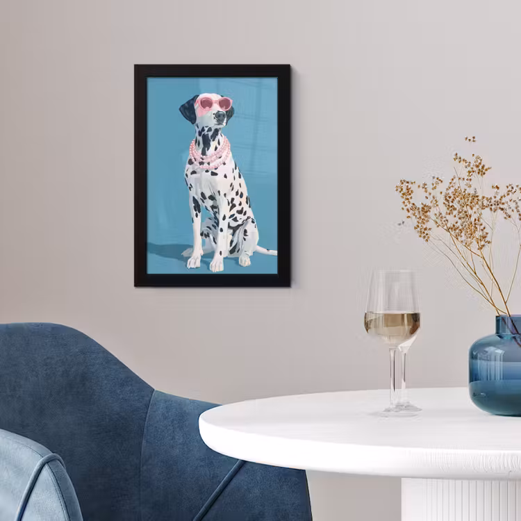 Dalmatiër - Zonnebril - Blauw fotolijst zwart zonder passe partout klein -sfeer4