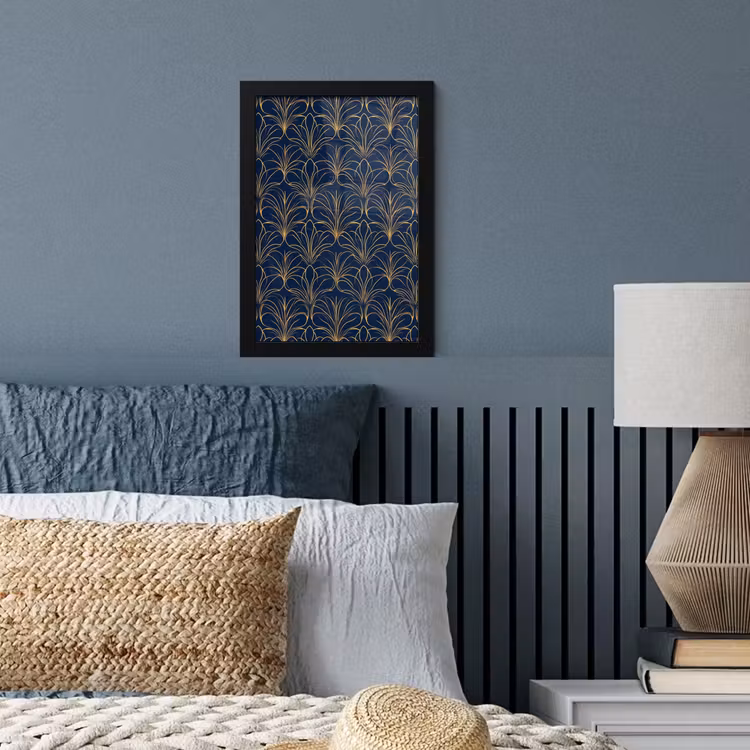 Deco - Waaier - Blauw fotolijst zwart zonder passe partout klein 224 -sfeer3