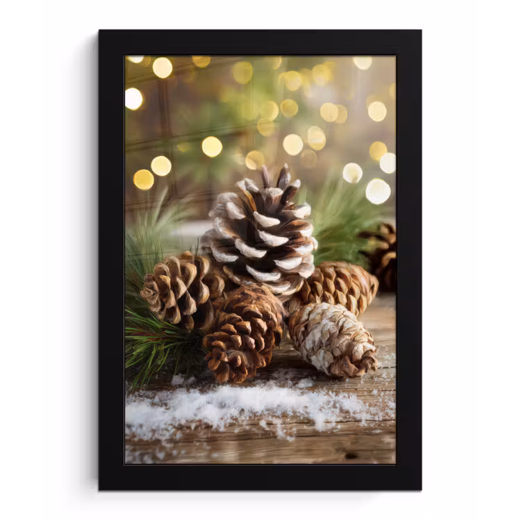 Dennenappels - Kerstsfeer - Bruin - Groen fotolijst zwart zonder passe partout klein -3d