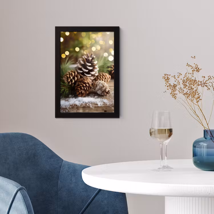 Dennenappels - Kerstsfeer - Bruin - Groen fotolijst zwart zonder passe partout klein -sfeer4