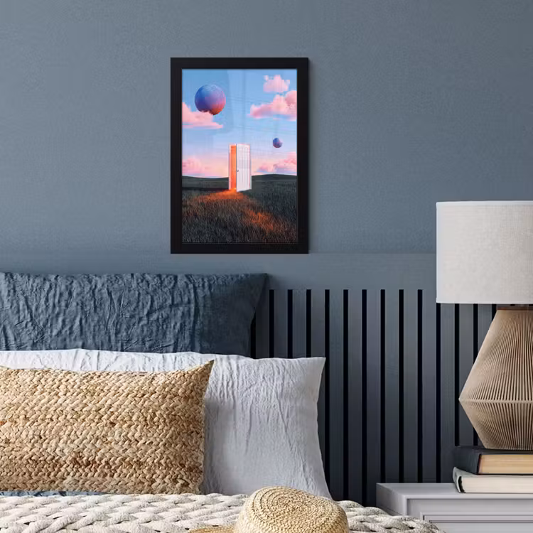 Poster met lijst - Deur - Fantasie - Ruimte - Deur - Fantasie - Ruimte fotolijst zwart zonder passe partout klein