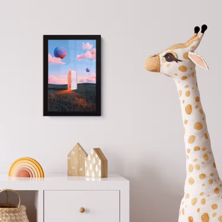 Poster met lijst - Deur - Fantasie - Ruimte - Deur - Fantasie - Ruimte fotolijst zwart zonder passe partout klein