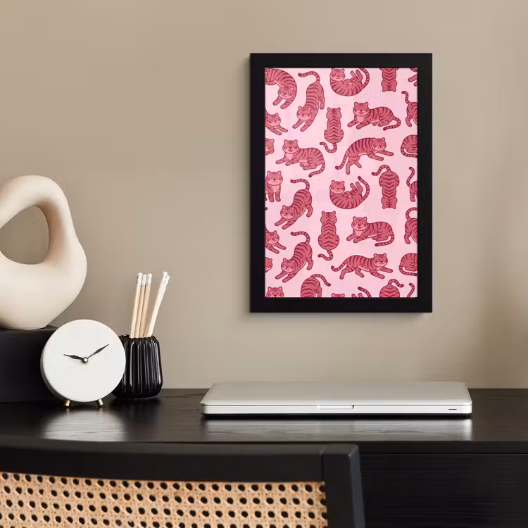 Dieren - Patroon - Roze - Speels - Cartoon fotolijst zwart zonder passe partout klein -sfeer1