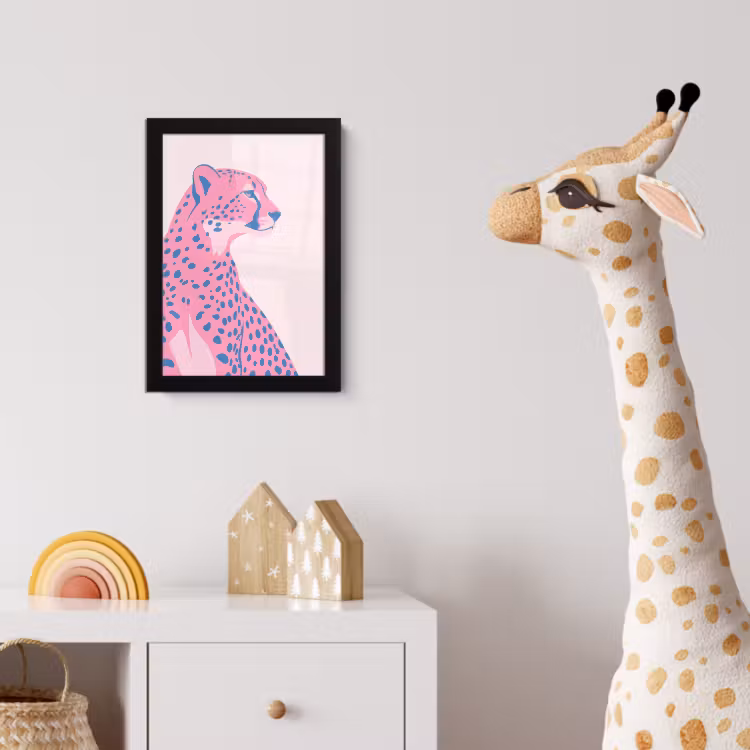 Dieren - Profiel - Abstract - Roze - Blauw fotolijst zwart zonder passe partout klein -usfeer4_kinderkamer