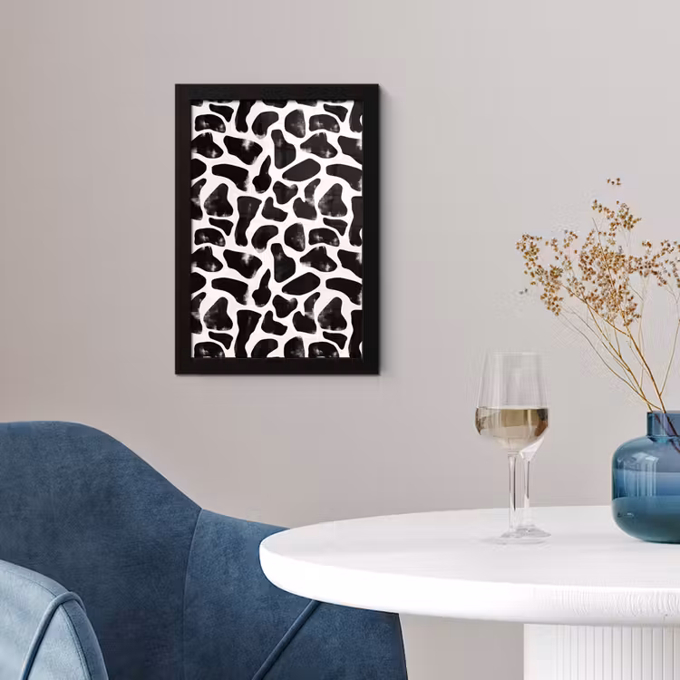 Dierenpatroon - Vlekken - Zwart - Wit fotolijst zwart zonder passe partout klein 224 -sfeer4
