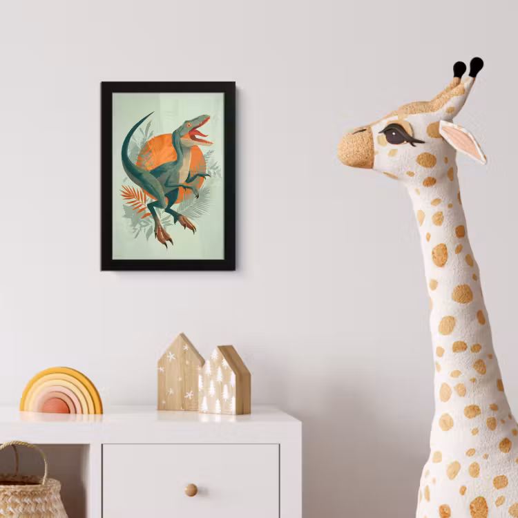 Dino - Bladeren - Grafisch - Groen fotolijst zwart zonder passe partout klein -usfeer4_kinderkamer