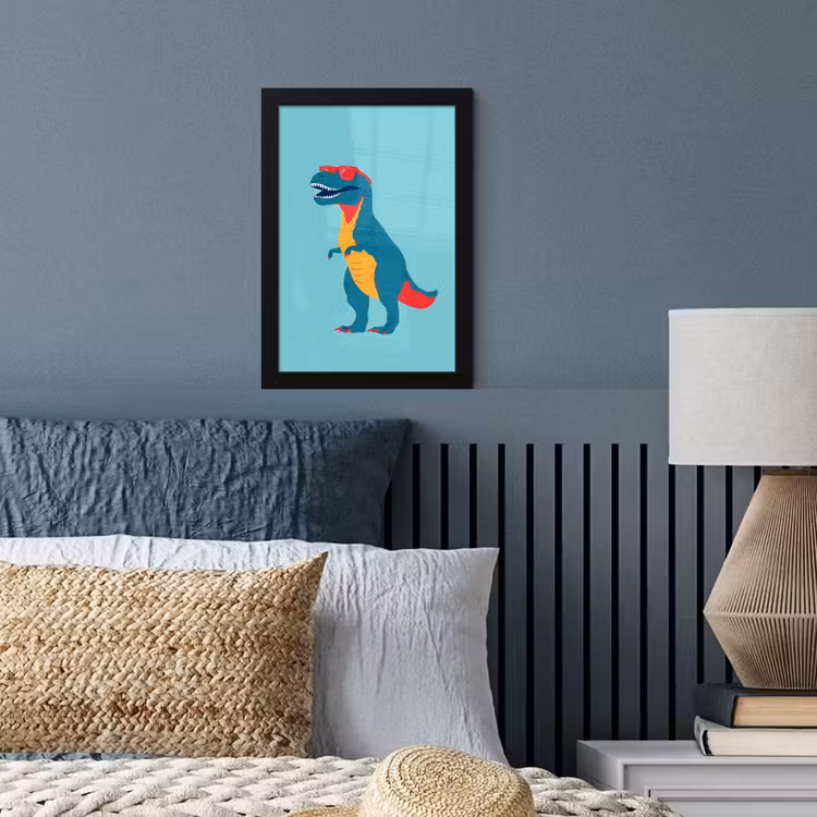 Dinosaurus - Blauw - Zonnebril fotolijst zwart zonder passe partout klein -sfeer3