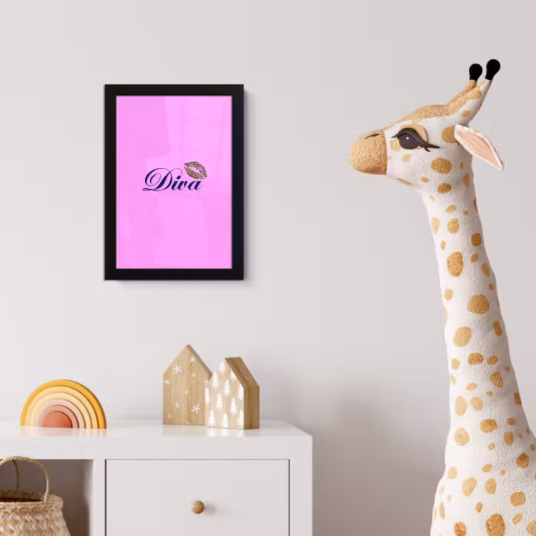 Diva - Lip - Panterprint - Roze fotolijst zwart zonder passe partout klein -usfeer4_kinderkamer