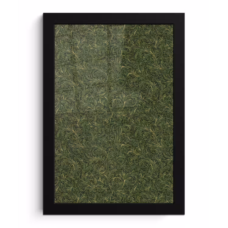Donker - Groen - Krullend - Botanisch fotolijst zwart zonder passe partout klein 224 -3d