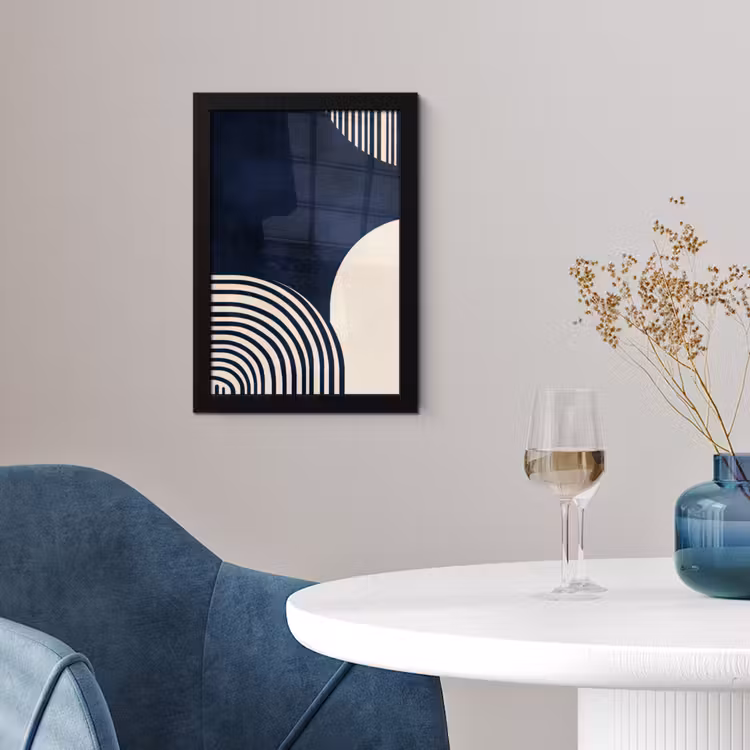 Donkerblauw - Abstract - Lijnen fotolijst zwart zonder passe partout klein -sfeer4