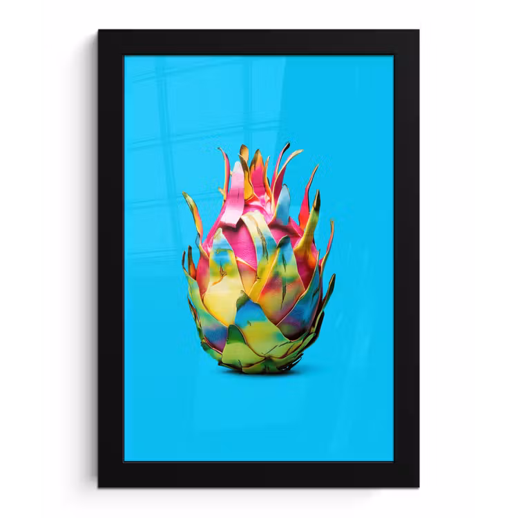 Drakenfruit - Blauw - Levendig fotolijst zwart zonder passe partout klein -3d