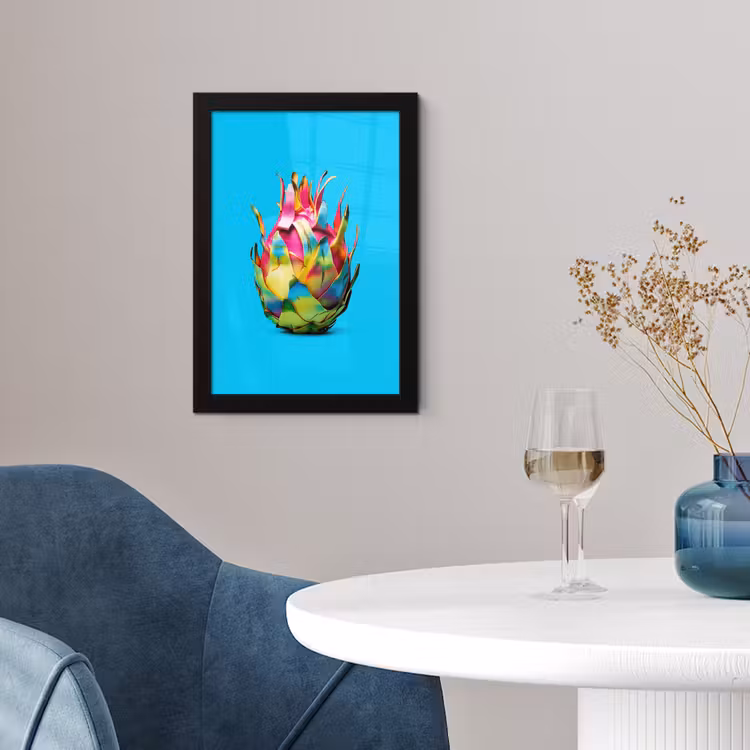 Drakenfruit - Blauw - Levendig fotolijst zwart zonder passe partout klein -sfeer4
