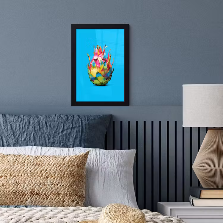 Drakenfruit - Blauw - Levendig fotolijst zwart zonder passe partout klein -sfeer3