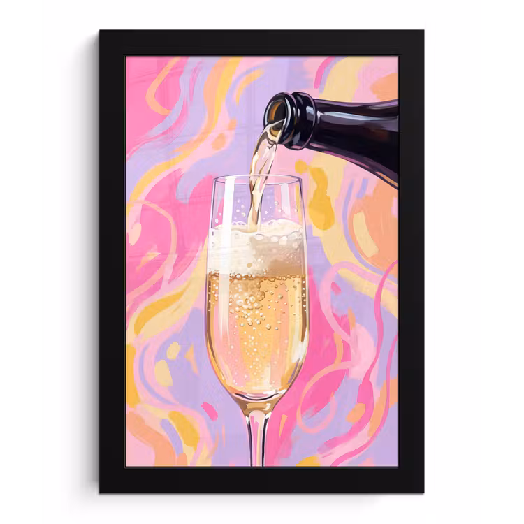 Drank - Inschenken - Feest - Abstract - Roze fotolijst zwart zonder passe partout klein -3d