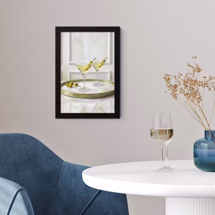 Drank - Martini - Olijven - Modern - Wit fotolijst zwart zonder passe partout klein -sfeer4