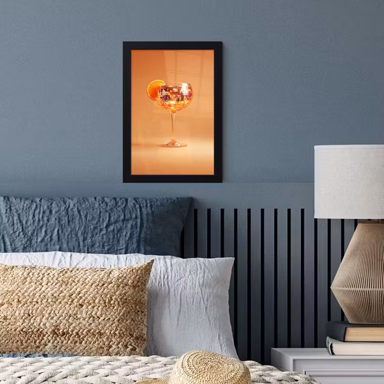 Drank - Oranje - Glitter - Disco fotolijst zwart zonder passe partout klein -sfeer3