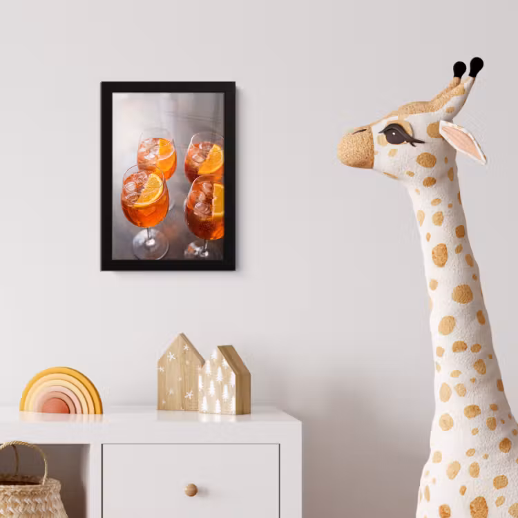 Drank - Sinaasappel - IJs - Zomer - Oranje fotolijst zwart zonder passe partout klein -usfeer4_kinderkamer