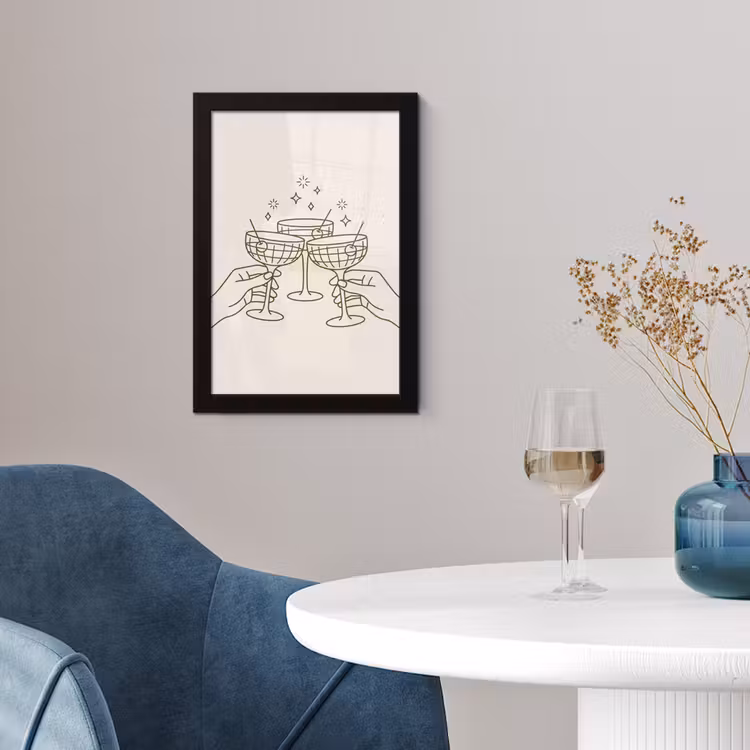 Drankjes - Feest - Proosten - Minimalistisch - Groen fotolijst zwart zonder passe partout klein -sfeer4