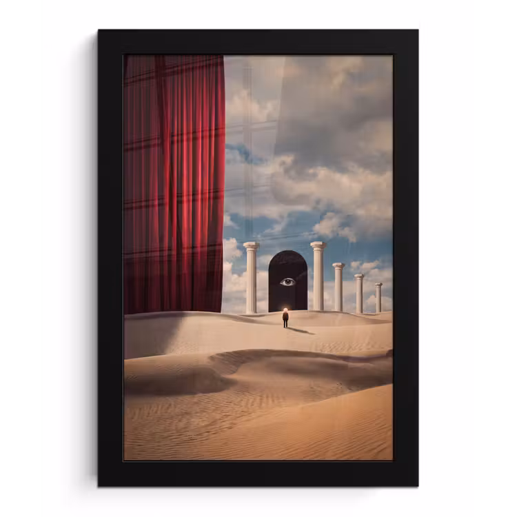 Poster met lijst - Droom - Woestijn - Oog - Droom - Woestijn - Oog fotolijst zwart zonder passe partout klein