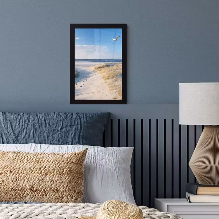 Duin - Meeuw - Strand - Zee - Zon fotolijst zwart zonder passe partout klein -sfeer3